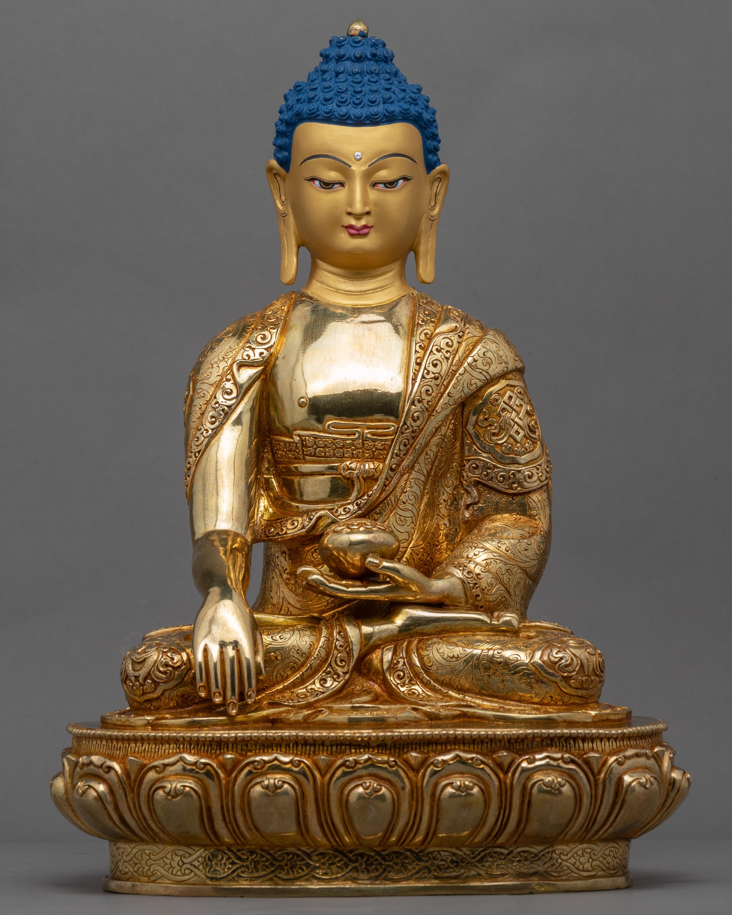 24K Gold Buddha Shakyamuni Statue | Gold-Plated Himalayan Artwork