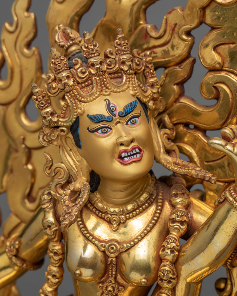 Maitri Vajrayogini In Gold | Yogini Statue | Tibetan Buddhist Art