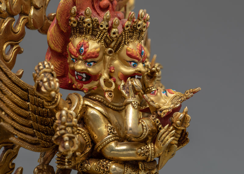 Vajrakilaya With Consort | Nyingma Yidam Statue | Gilded In 24k Gold