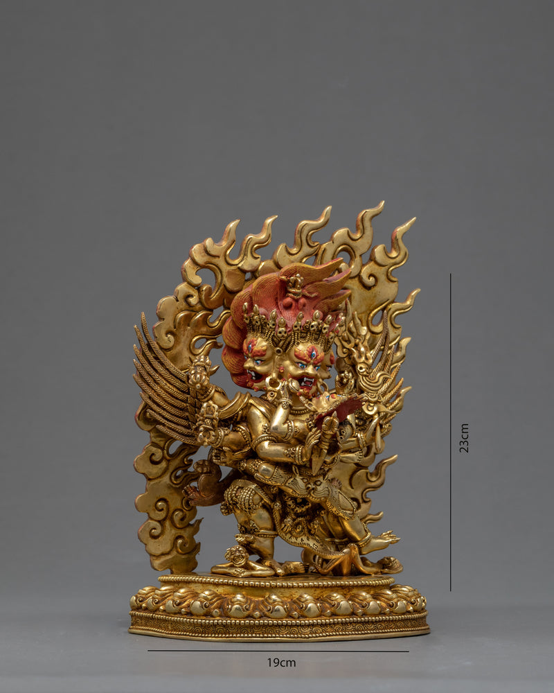 Vajrakilaya With Consort | Nyingma Yidam Statue | Gilded In 24k Gold