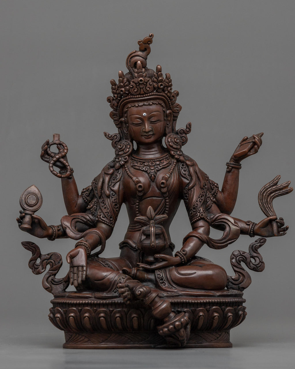 Vasudhara Oxidized Copper Statue | Himalayan Buddhist Oxidized Copper