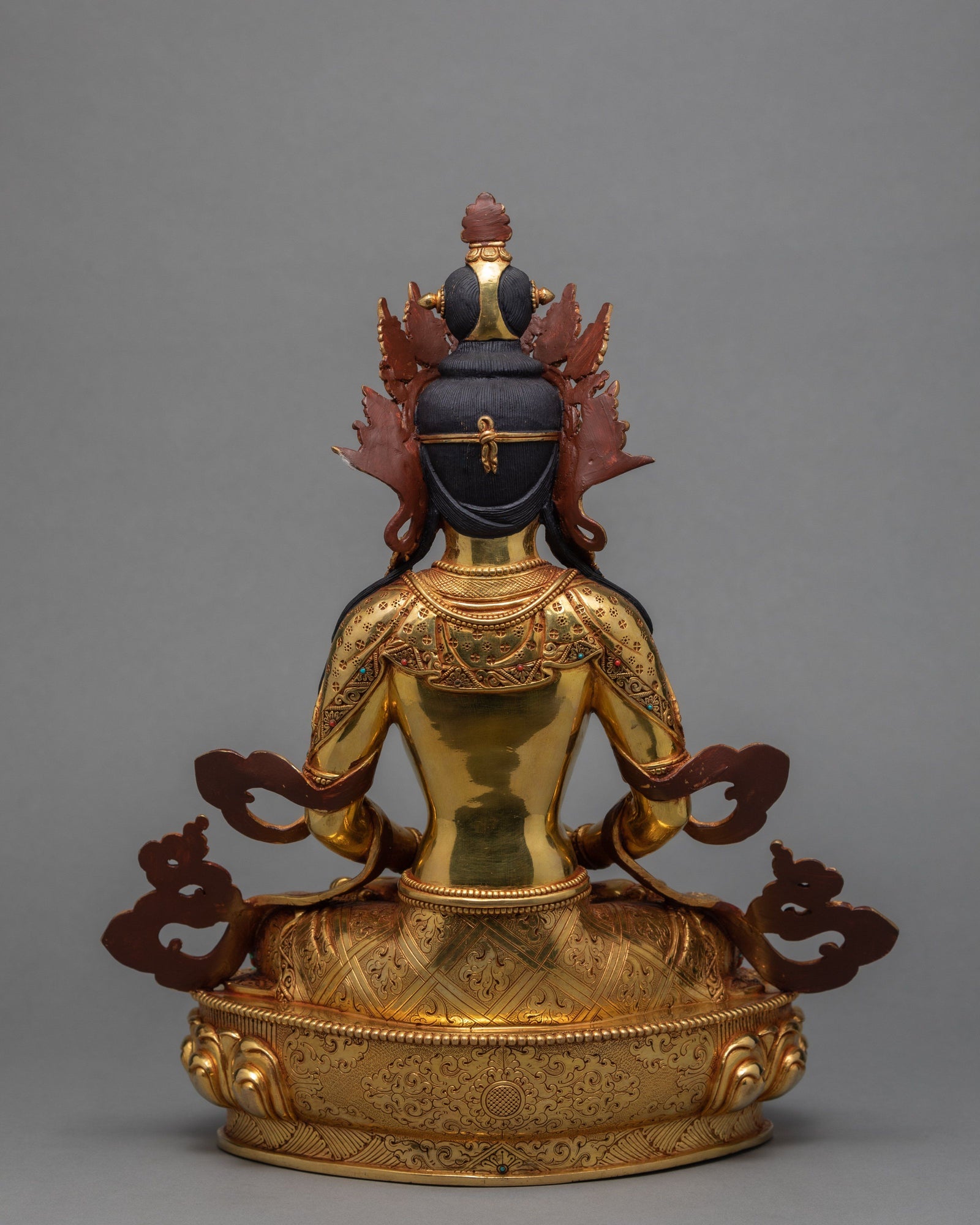 Amitayus Buddha | Gold Gilded Hand carved Statue