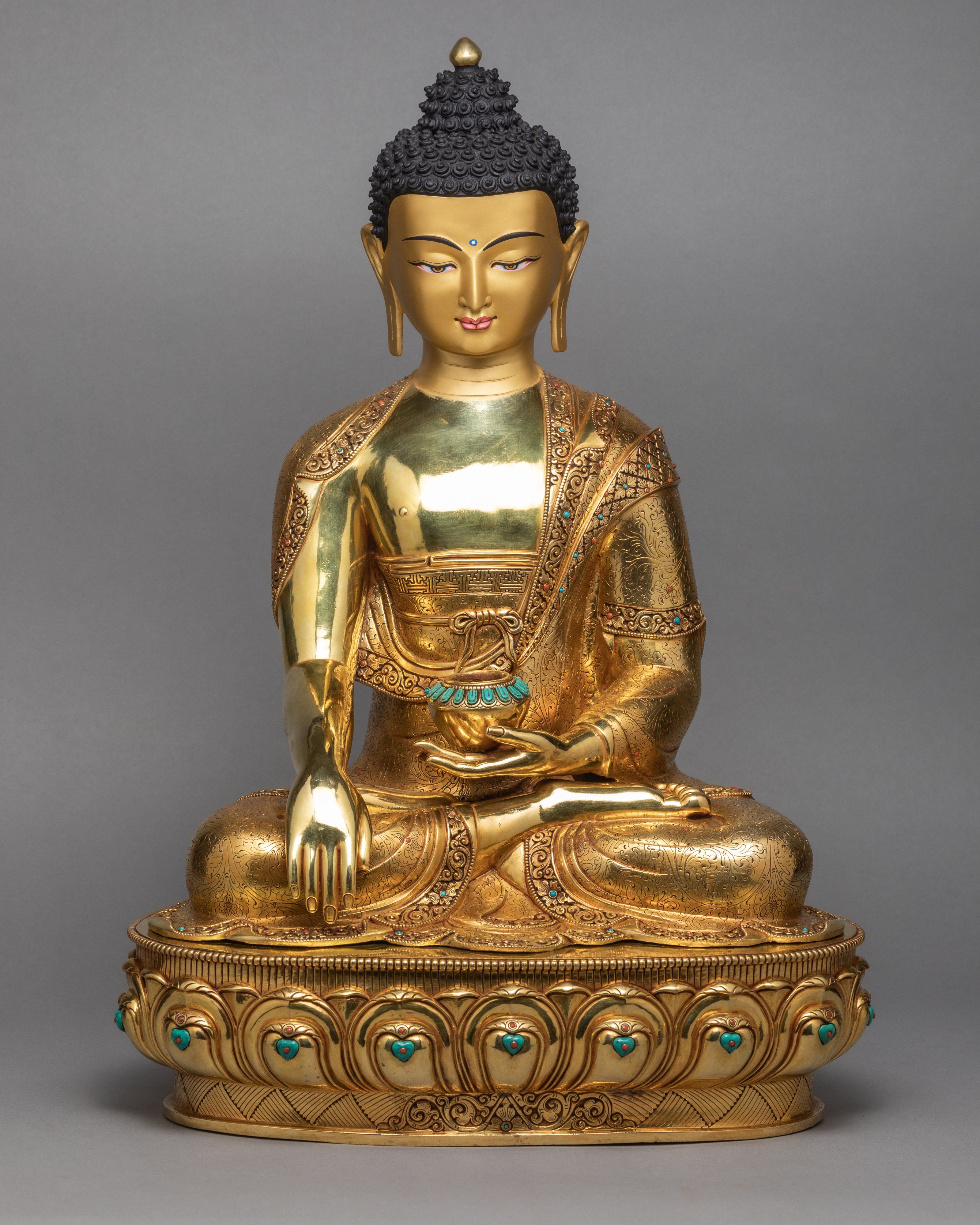 Buddha Shakyamuni Statue | Purely Handcarved and 24K Gold Gilded