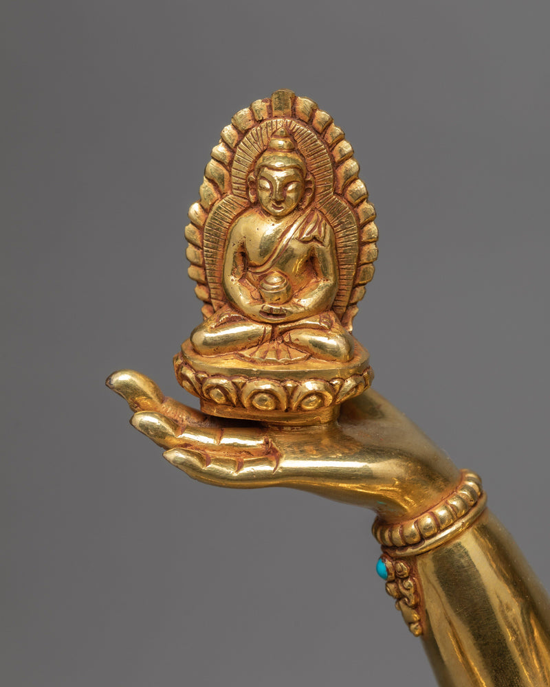 Namgyalma Statue, Ushnishavijaya, Handmade 24k Gold Tibetan Buddhist Statue