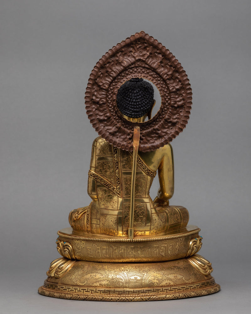 Shakyamuni Buddha with Disciples Shariputra & Maudgalyayana, Traditional Gold Buddha Statue